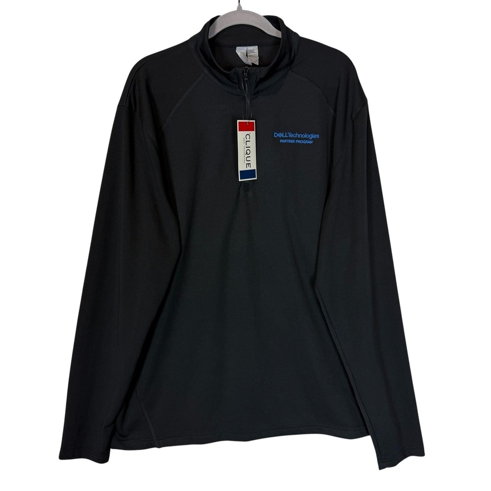 Clique Pullover Mens 2XL‎ Black 1/4 Zip Dell Technologies Logo